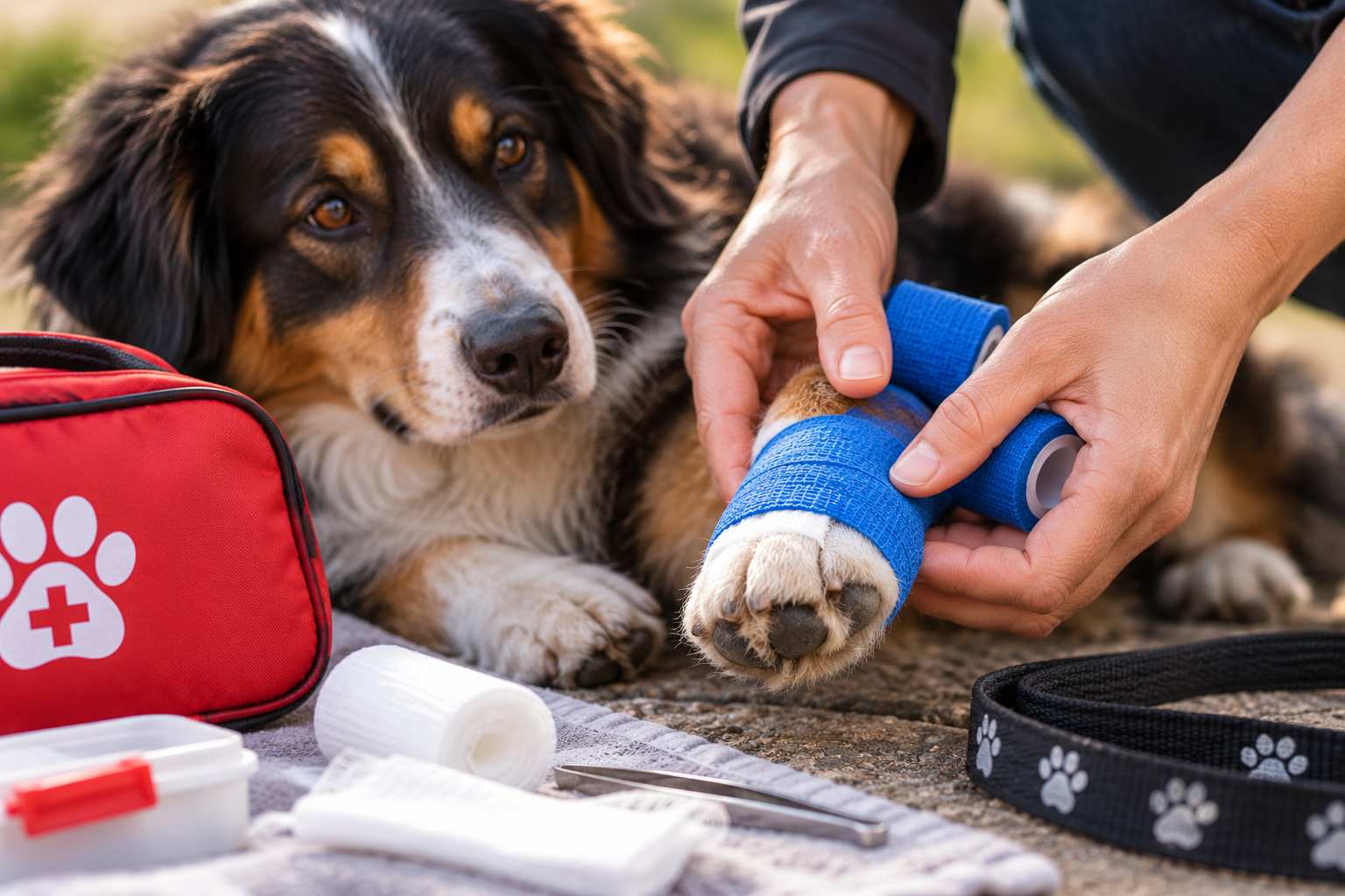 Pfotenverband beim Erste-Hilfe-Workshop für Hunde bei Campus4Dogs